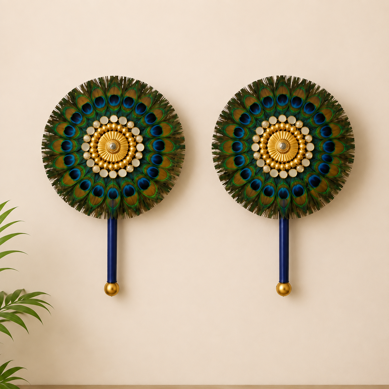 Peacock Feather Wall Décor – Set of 2