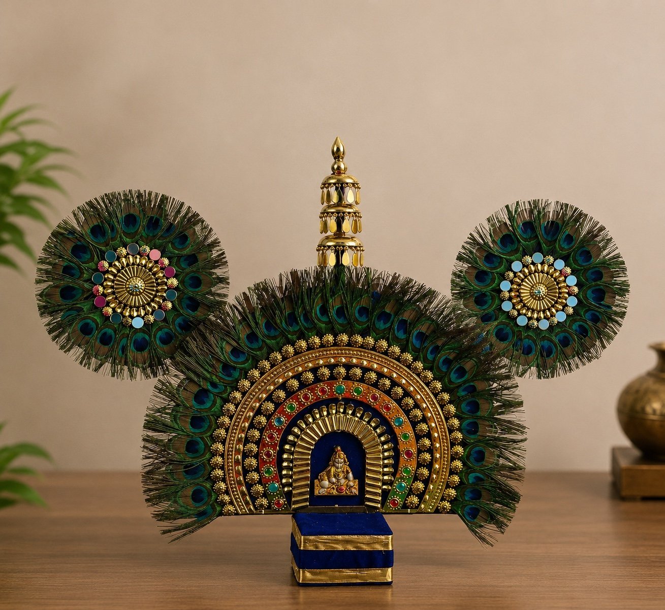 Krishna Trinity Peacock Shrine