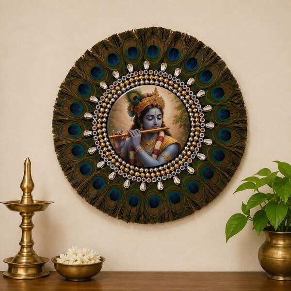 Krishna Peacock Wall Art